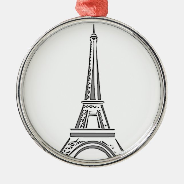 Eiffel Tower Paris Silbernes Ornament (Vorne)