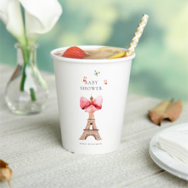 Eiffel Tower Paris Watercolor Babydusche Pappbecher