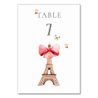 Eiffel Tower Paris Watercolor Tischnummer
