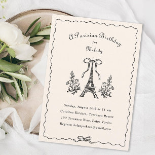 Eiffel Tower Ribbons Bow Parisian Birthday Party Einladung