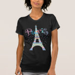 Eiffel Tower Schwarzer T - Shirt<br><div class="desc">Ein mehrfarbiger Eiffelturm steht alleine und im Hintergrund gibt es im "Paris" einen fantasievollen Confetti.</div>