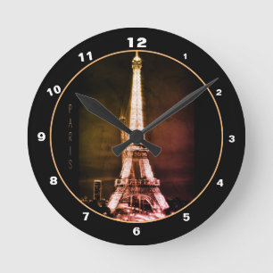 Eiffel Tower & Surreal Paris Art /love France BV Runde Wanduhr