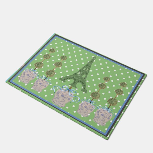 Eiffel Tower Topiary Ginger Jars jar Doormat Fußmatte (Schrägansicht)