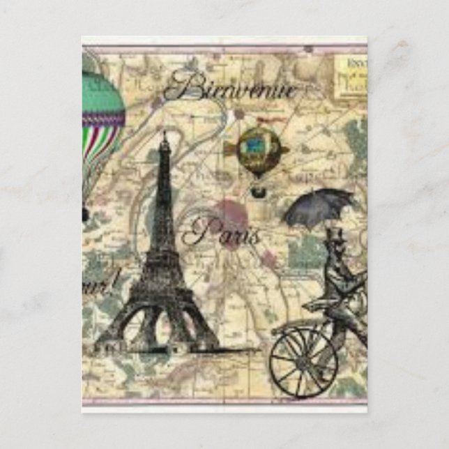 Eiffel Tower vintage Paris Postkarte (Vorderseite)