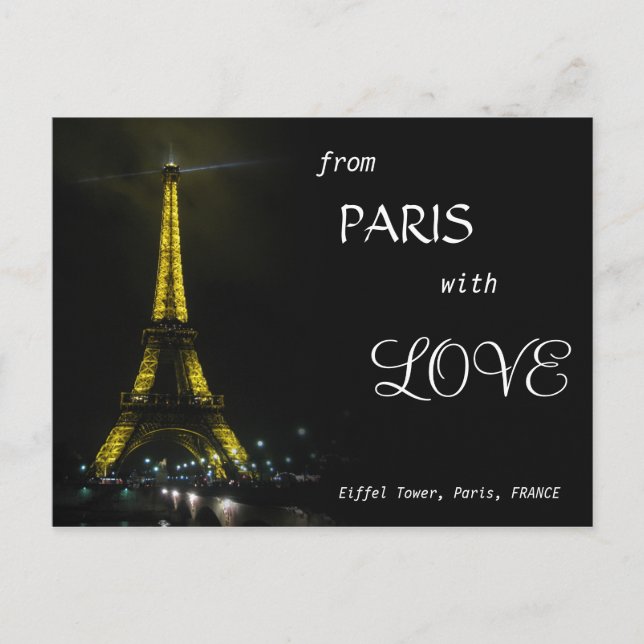 EIFFEL TOWER - von Paris mit LIEBE Postkarte (Vorderseite)