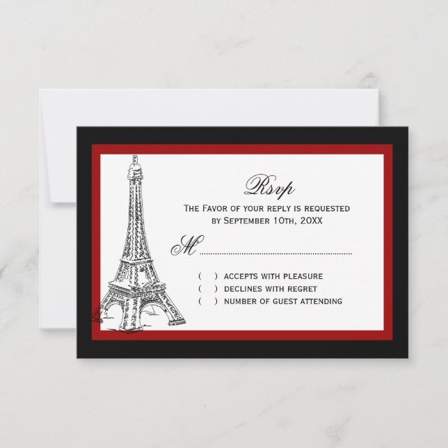 Eiffel Tower Wedding RSVP Cards (Vorderseite)
