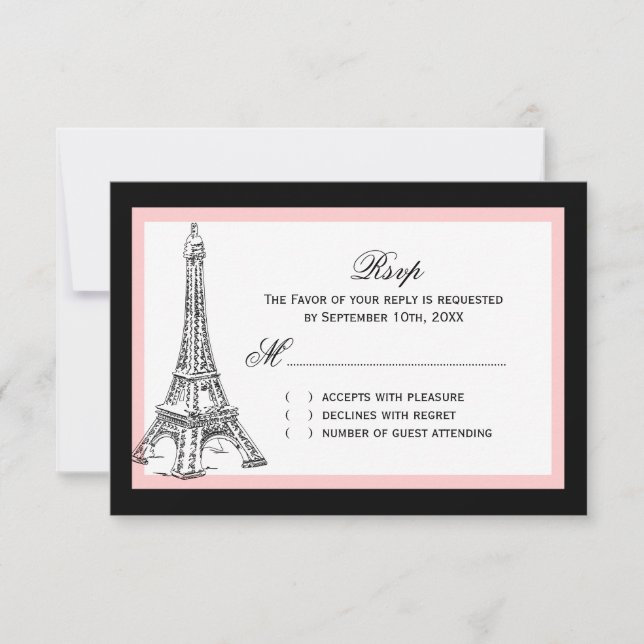 Eiffel Tower Wedding RSVP Cards Karte (Vorderseite)