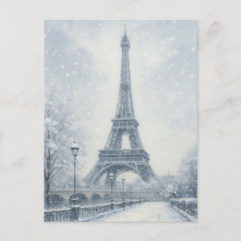 Eiffel Tower Winter Scene Paris Feiertagspostkarte