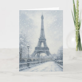 Eiffel Tower Winter Scene Paris Karte
