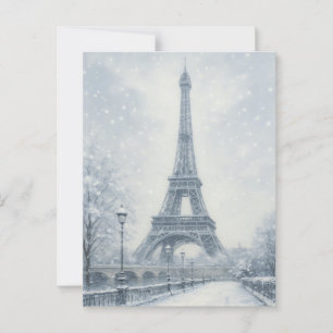 Eiffel Tower Winter Scene Paris Postkarte