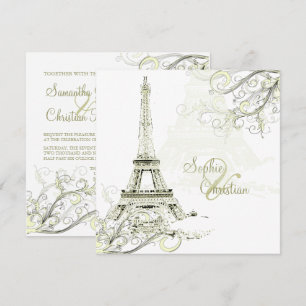 EIFFEL TOWER/WIRBEL/Luxe-Champagner-Papier Einladung
