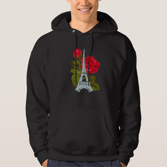 Eiffel Tower with Rose Love Paris Roses French Lov Hoodie (Vorderseite)
