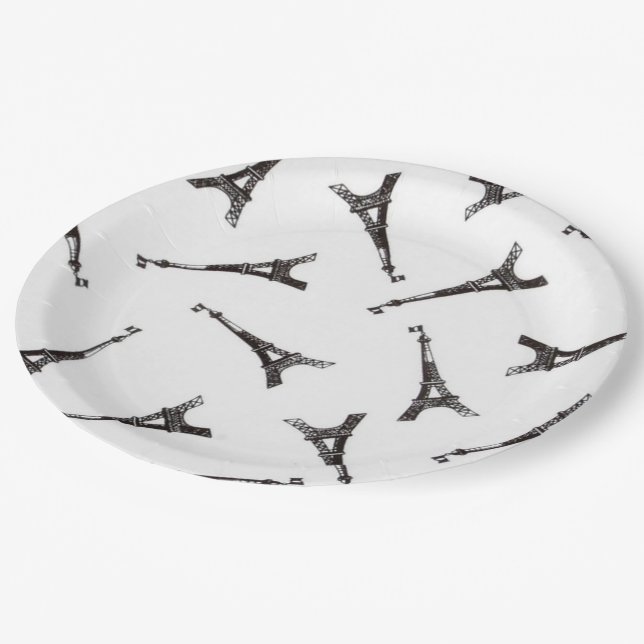 Eiffel Towers Pappteller (Schrägansicht)