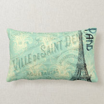 Eiffel-Turm-Paris-Blau-Postkarten-Vintages Kissen