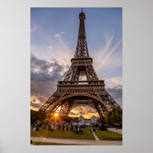 Eiffel-Turm-Sonnenuntergang-Sternexplosion Poster