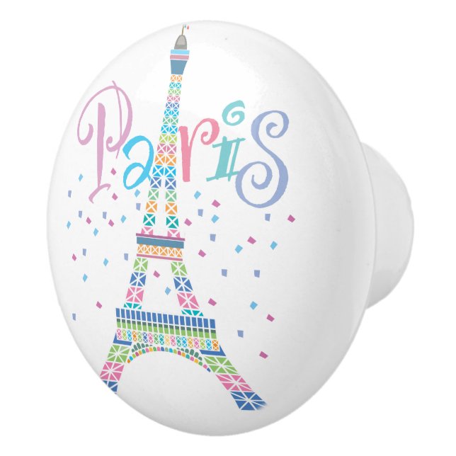 Eiffel-Turmconfetti-Keramik-Griff Keramikknauf (Rechts)