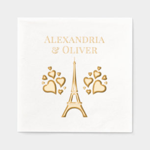 Eiffelturm #1 Erster Nachname oder Paar Servietten Mit Folie