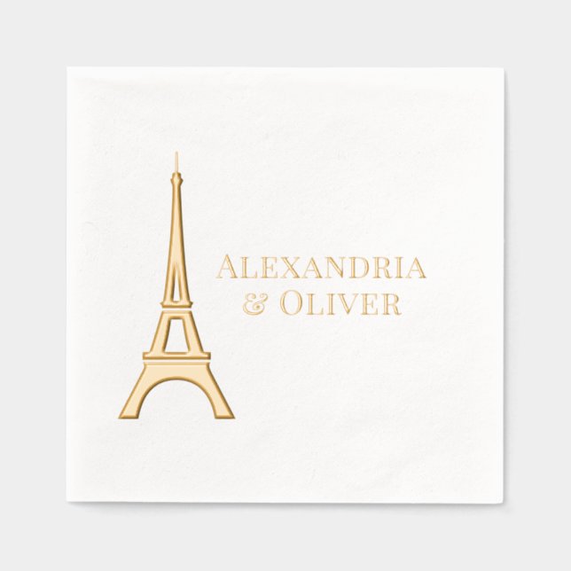 Eiffelturm #1 Paris Frankreich Hochzeitscouch Servietten Mit Folie (Vorderseite)