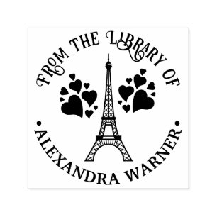 Eiffelturm #2 Hearts Library Name Permastempel