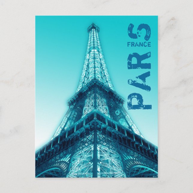 Eiffelturm am Abend Paris Frankreich Postcard Blue Postkarte (Vorderseite)