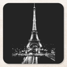 Eiffelturm am Abend schwarzweißer Untersetzer