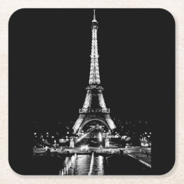 Eiffelturm am Abend schwarzweißer Untersetzer