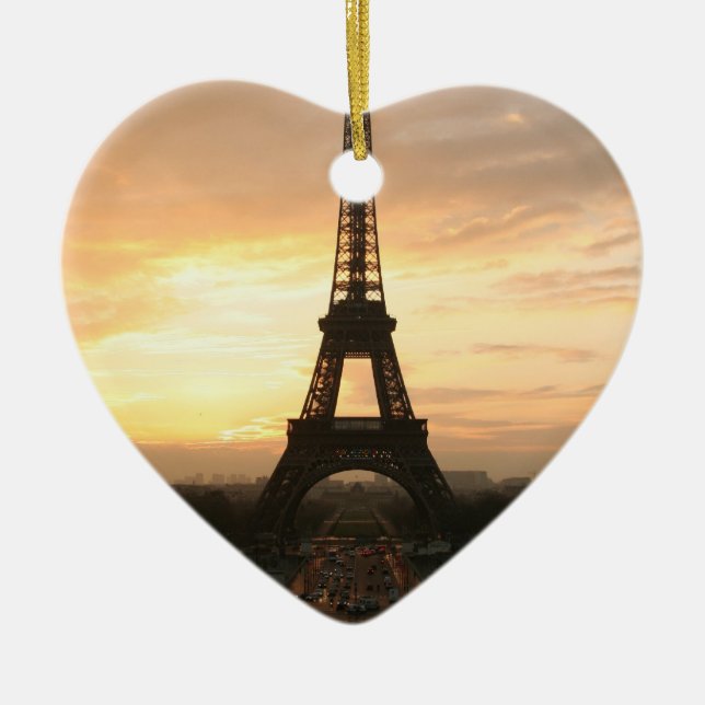Eiffelturm am Sonnenaufgang vom Trocadero Keramik Ornament (Vorne)