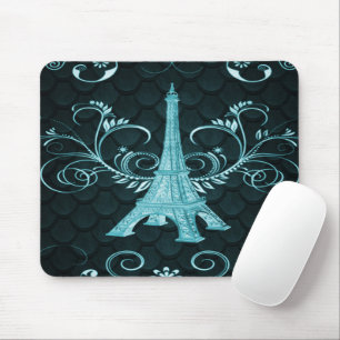 Eiffelturm Aquamariner Blumenwirt Mousepad