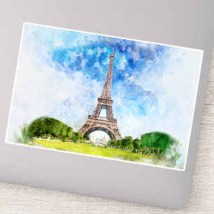 Eiffelturm Aquarell Paris Skyline Kunst Druck Aufkleber