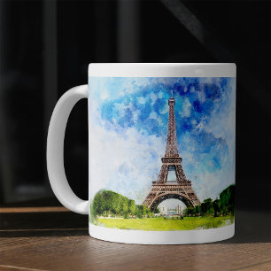 Eiffelturm Aquarell Paris Skyline Kunst Druck Kaffeetasse
