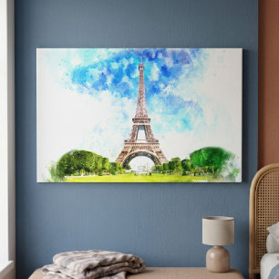 Eiffelturm Aquarell Paris Skyline Kunst Druck Leinwanddruck