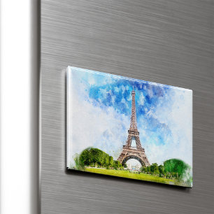Eiffelturm Aquarell Paris Skyline Kunst Druck Magnet