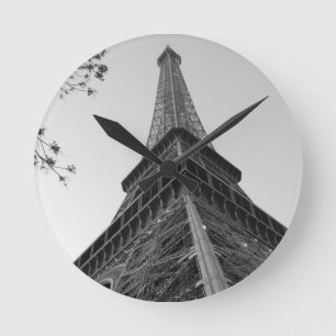 Eiffelturm b/w runde wanduhr