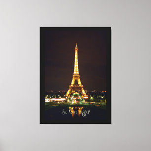 Eiffelturm bei Nacht auf ummantelten Canvas Leinwanddruck