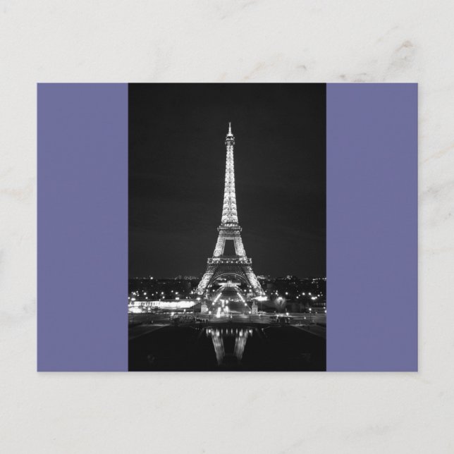 Eiffelturm bei Nacht - B/W Postkarte (Vorderseite)