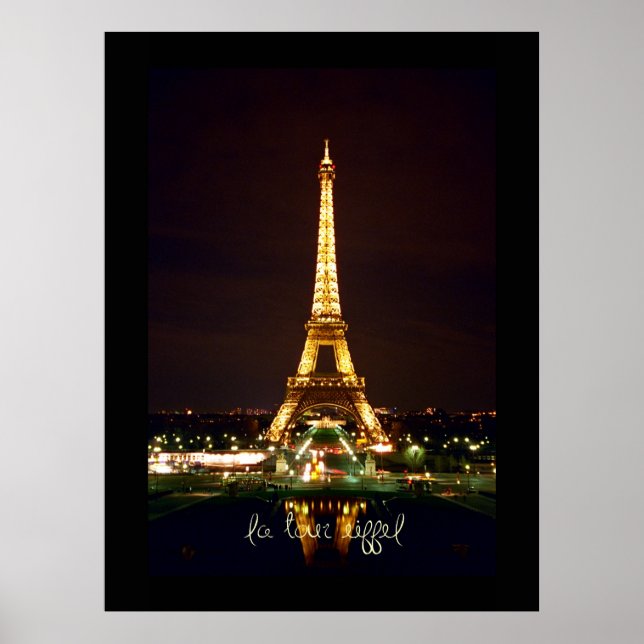 Eiffelturm beim Nachtposter Poster (Vorne)