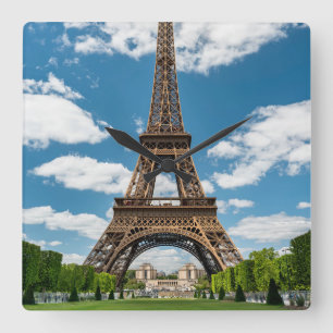 Eiffelturm Blick vom Champ de Mars Public Park Quadratische Wanduhr
