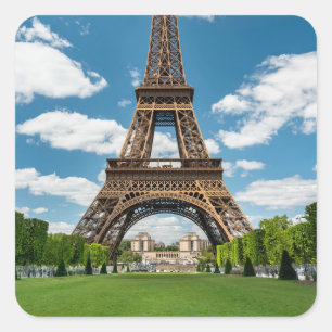 Eiffelturm Blick vom Champ de Mars Public Park Quadratischer Aufkleber