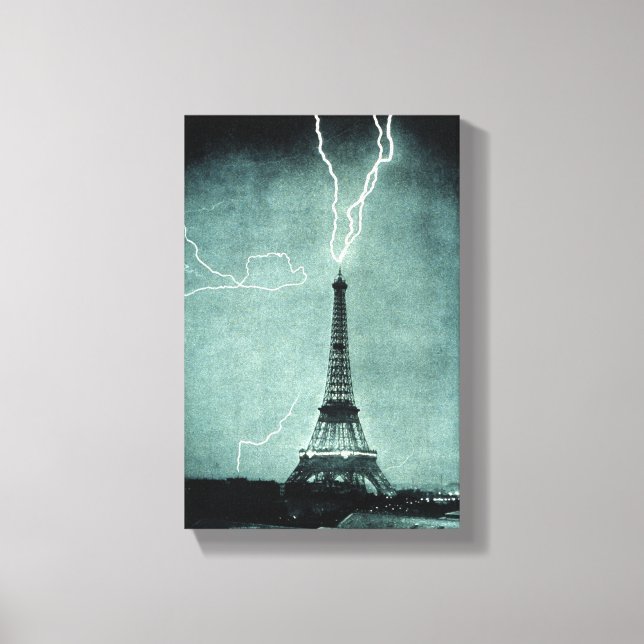 Eiffelturm Blitzschlag Canvas Print Leinwanddruck (Vorderseite)