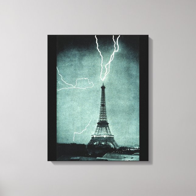 Eiffelturm Blitzschlag Canvas Print Leinwanddruck (Vorderseite)