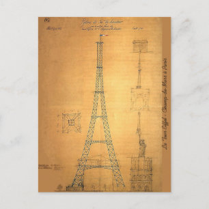 Eiffelturm Blueprint 1884 Postkarte