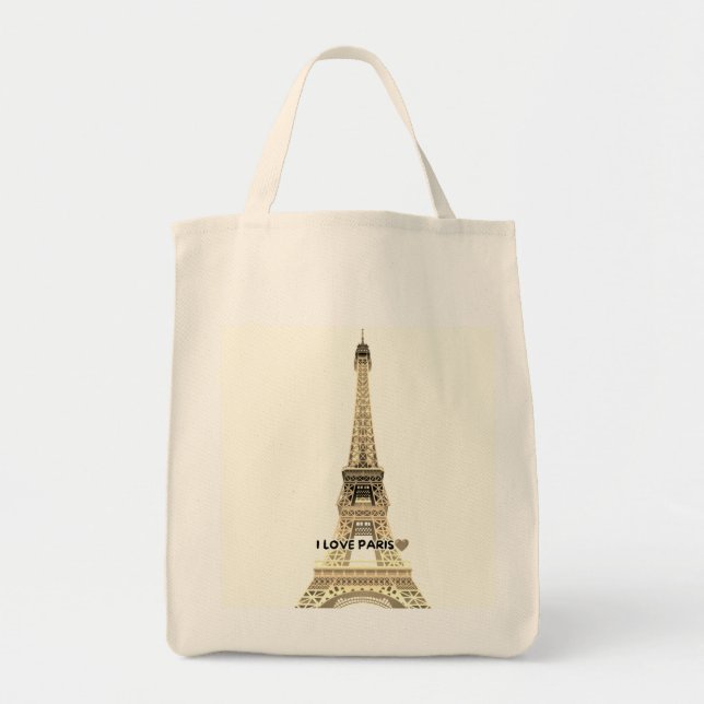 Eiffelturm Chic Canvas-Tasche Tragetasche (Vorne)