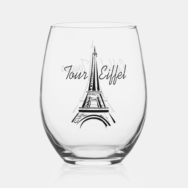 Eiffelturm Design Edelstahlglas Weinglas Ohne Stiel (Rückseite)
