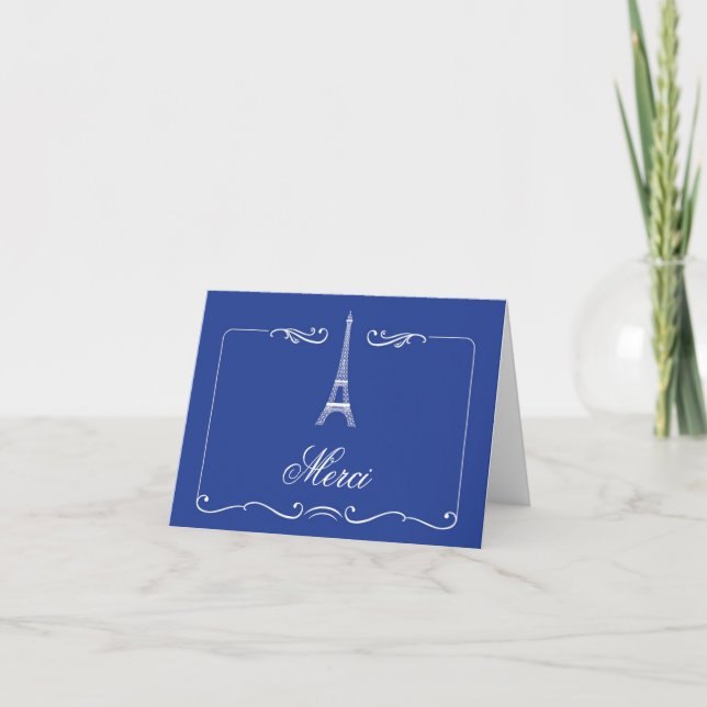 Eiffelturm-elegante Hochzeit danken Ihnen zu Dankeskarte (Vorderseite)