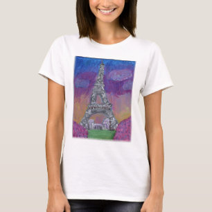 Eiffelturm Folk Art Malerei T-Shirt