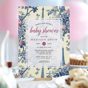 Eiffelturm Französisch Toile De Jouy Babyparty Einladung