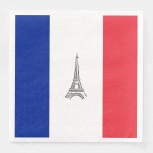 Eiffelturm Französische Flagge Themenparty Papier  Serviette
