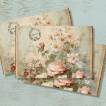 Eiffelturm Französischer Vintager Blumenrosa Decou