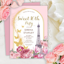 Eiffelturm glitzert & Blumen Girly Sweet 16