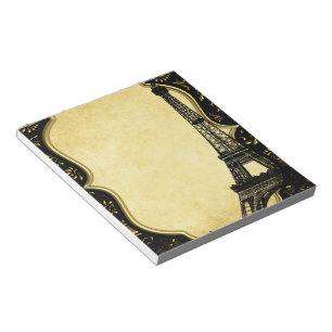 Eiffelturm Gold und schwarze Eleganz Notizblock